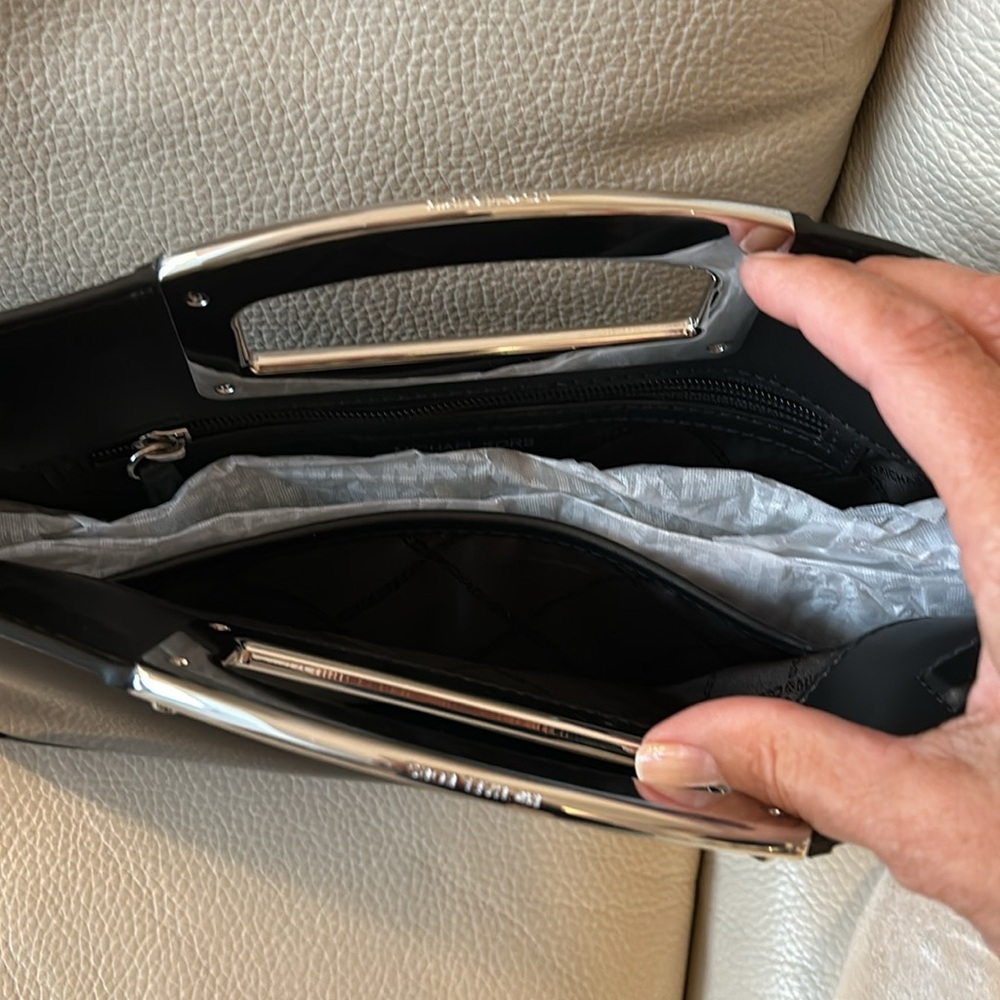 Michael by Michael Kors Berkley Legacy Leather Clutch Patent Black Leather - Picture 2 of 8